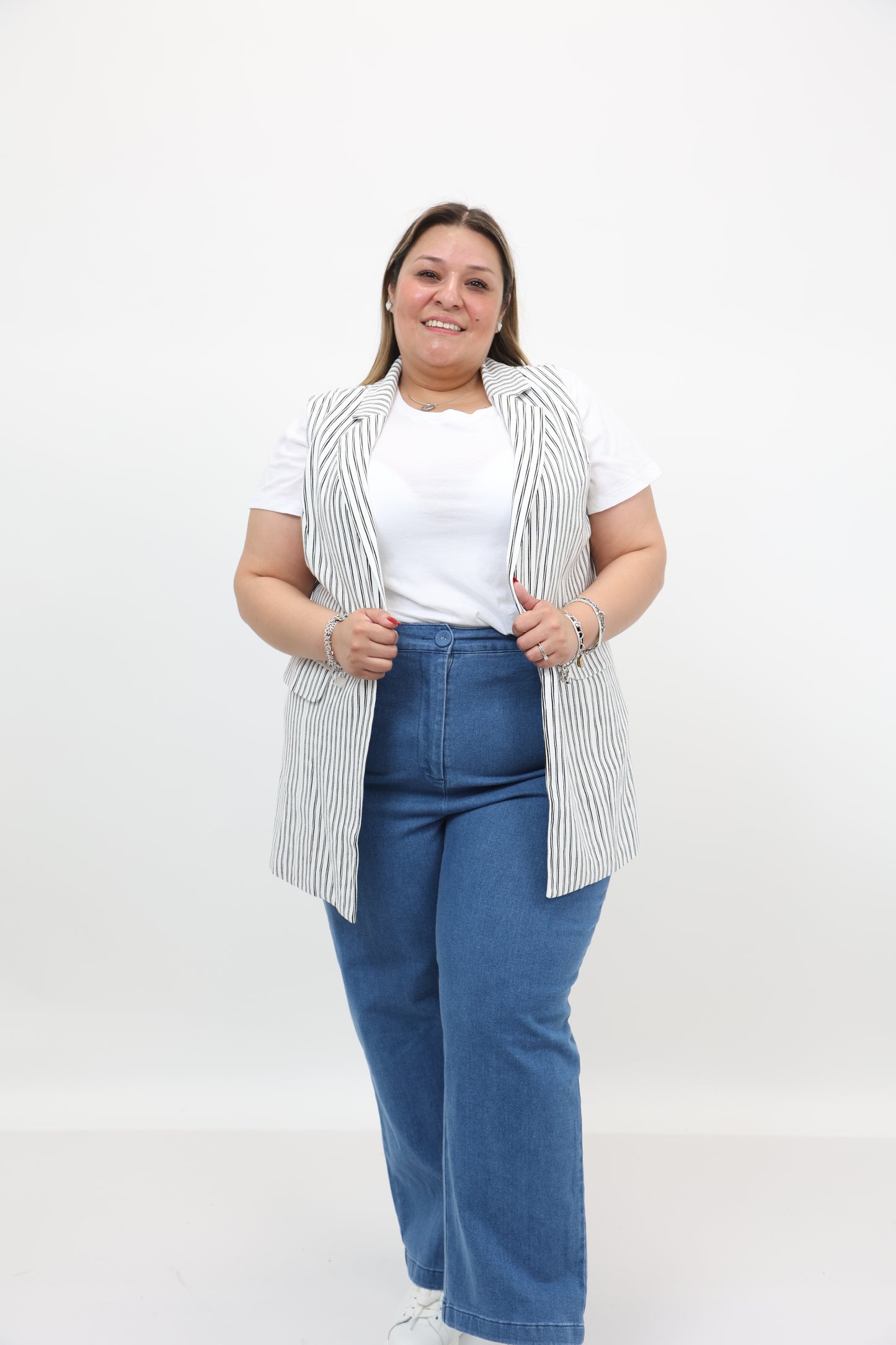 Sleeveless Stripe Vest Plus Size