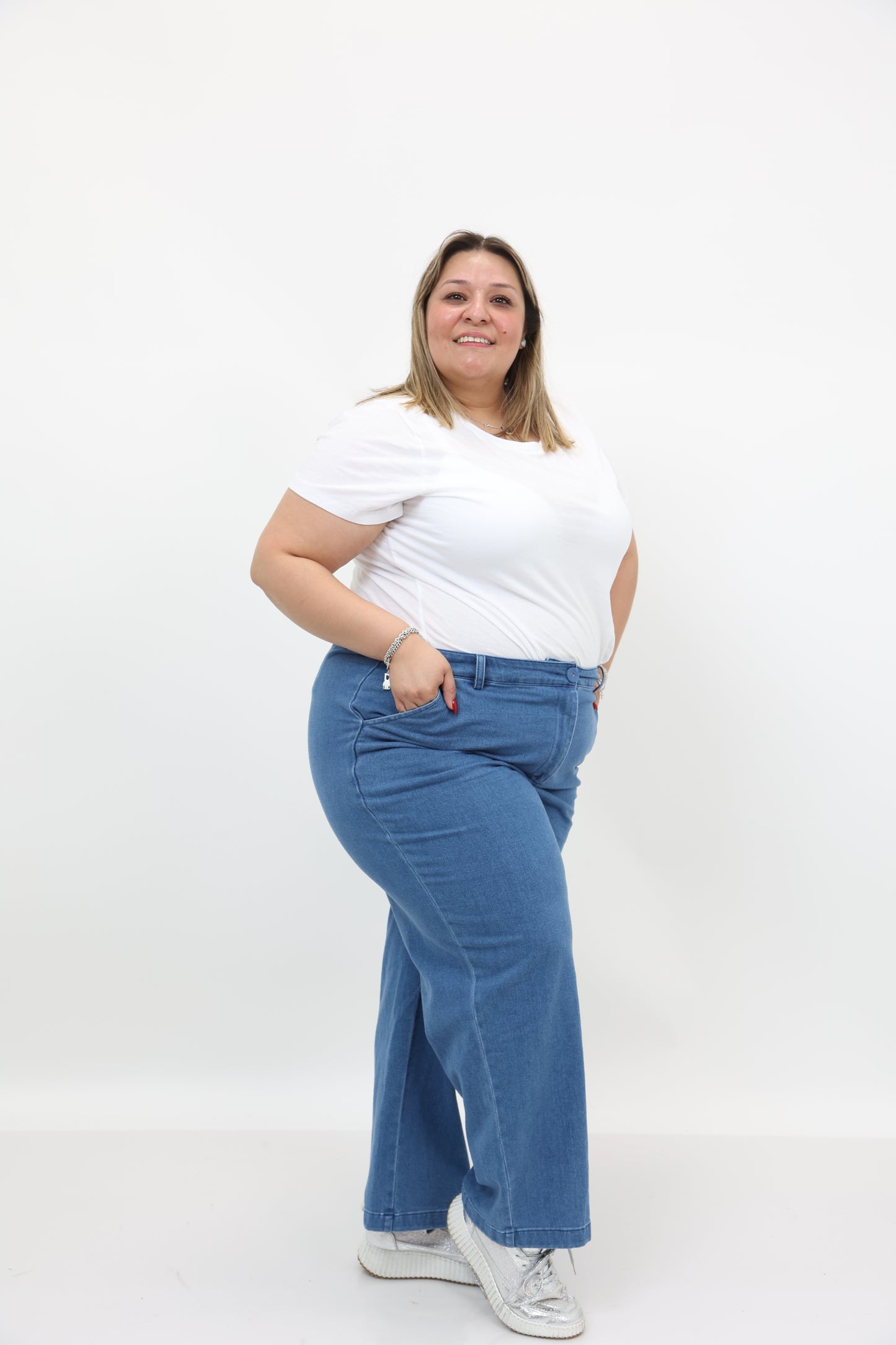 Denim Wide Leg Trousers Plus Size