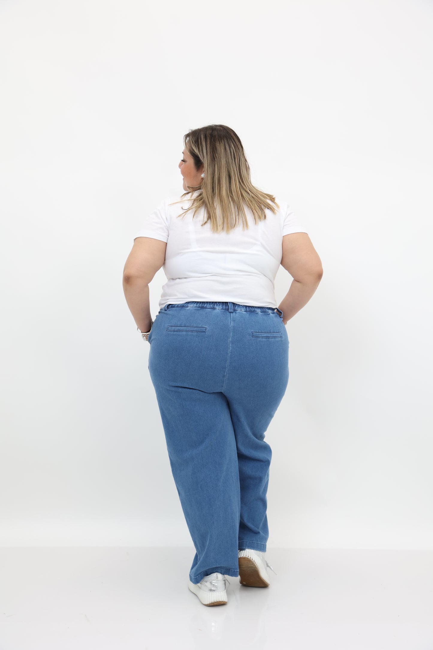 Denim Wide Leg Trousers Plus Size