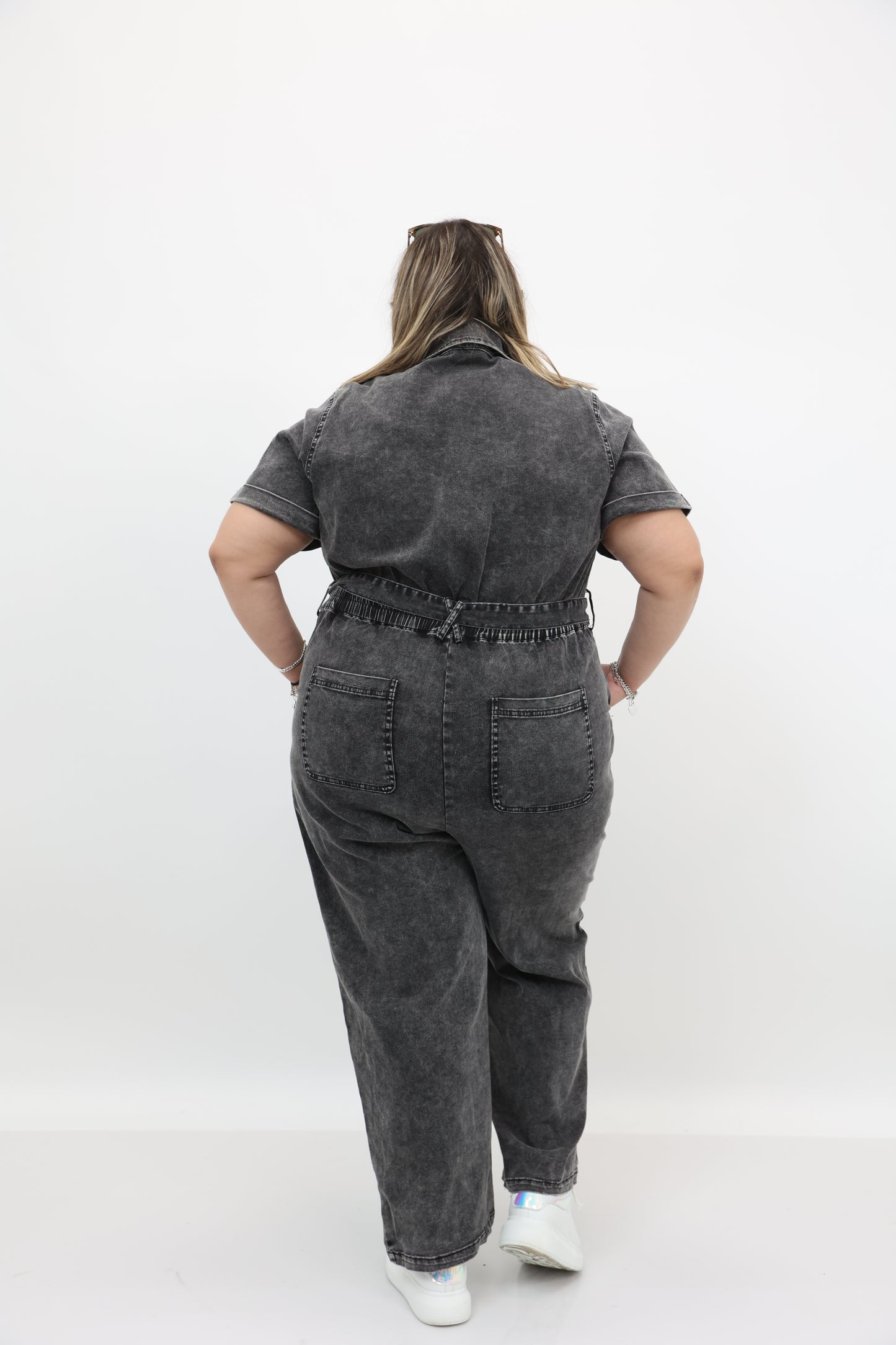 Washed Denim Jumpsuit Plus Size