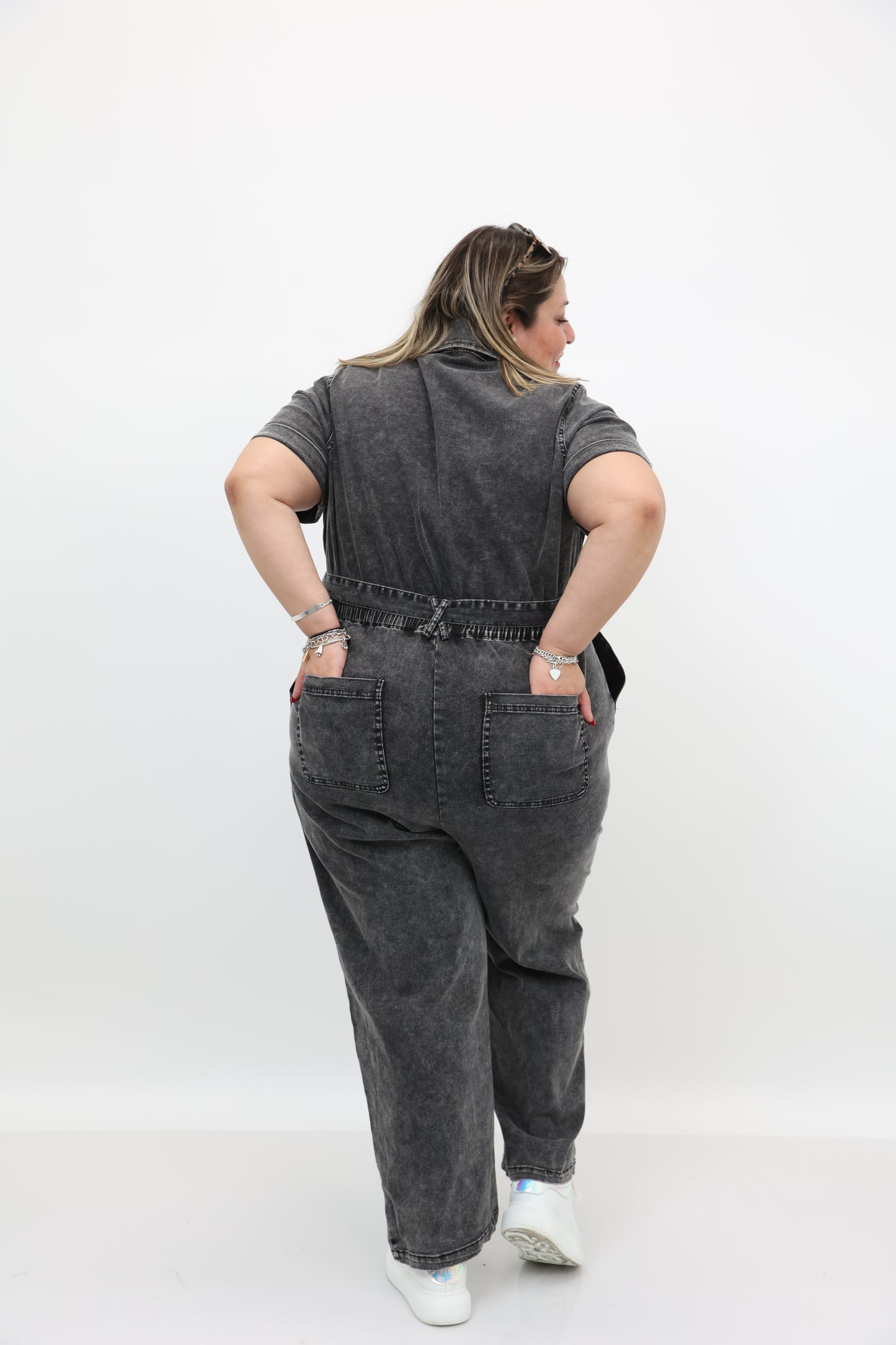 Washed Denim Jumpsuit Plus Size