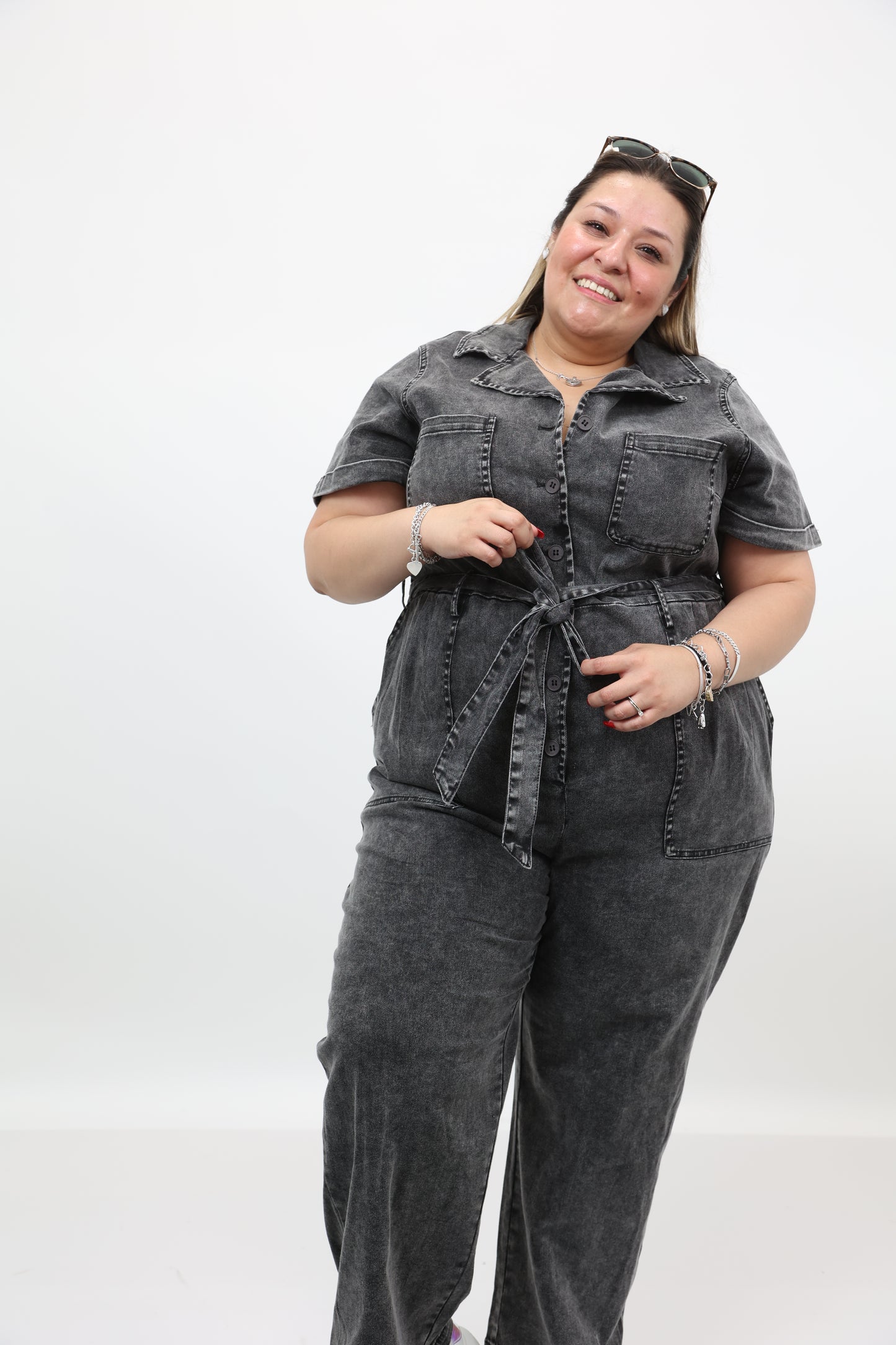 Washed Denim Jumpsuit Plus Size