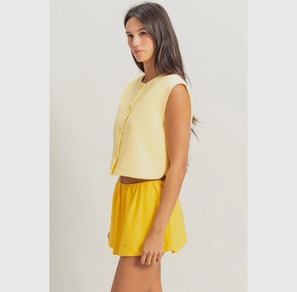 Yellow all day buttoned vest