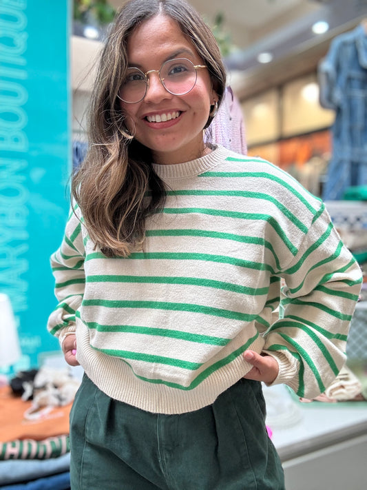 Striped Green Brunch Sunday Sweater