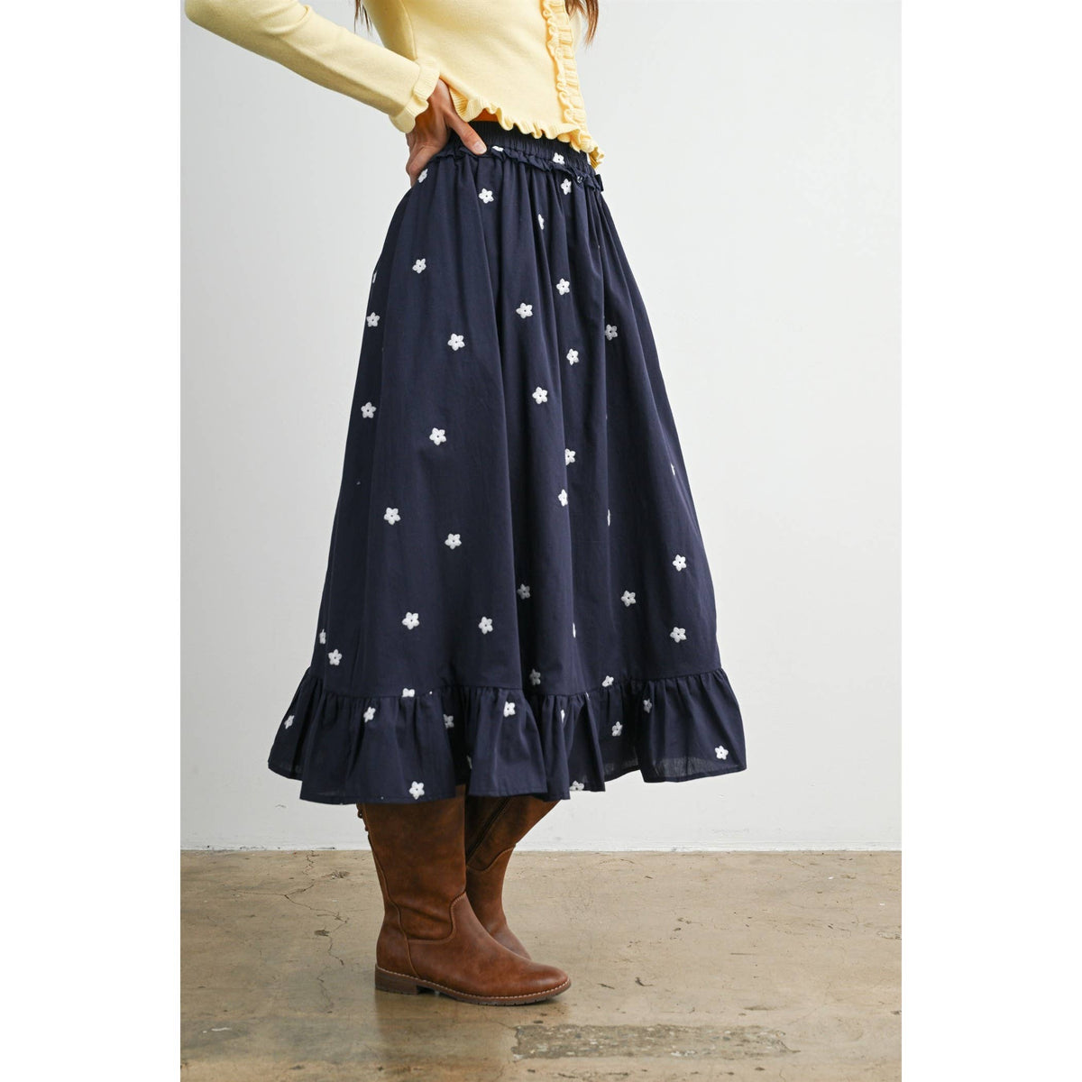 MIDNIGHT GARDEN RUFFLE MAXI SKIRT