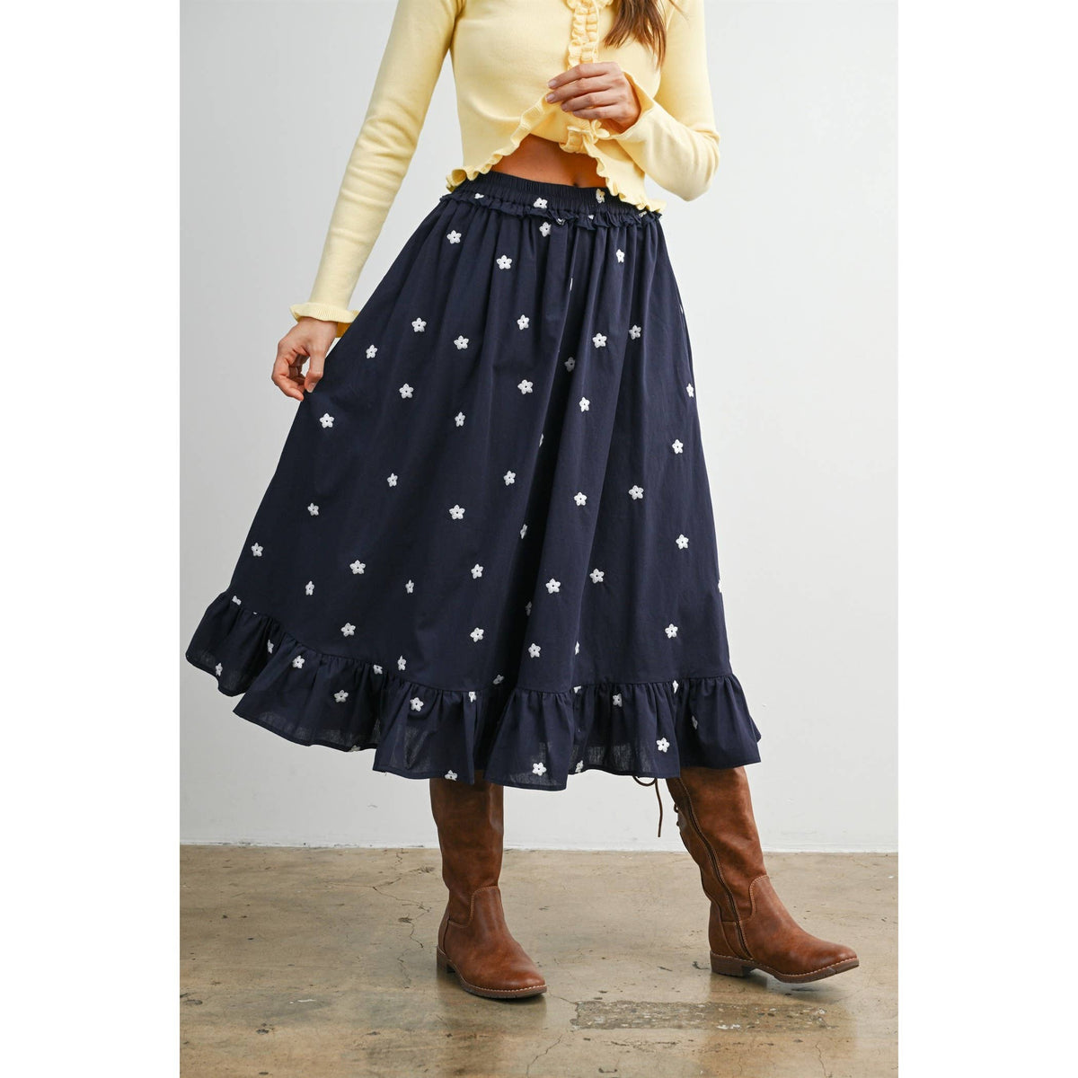 MIDNIGHT GARDEN RUFFLE MAXI SKIRT