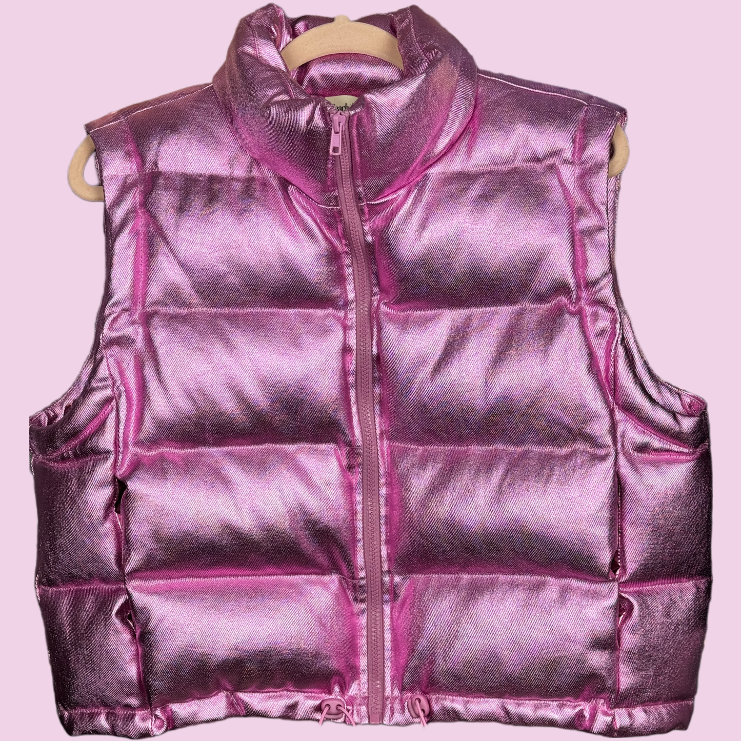 Futuristic Metallic Pink Puffer Vest