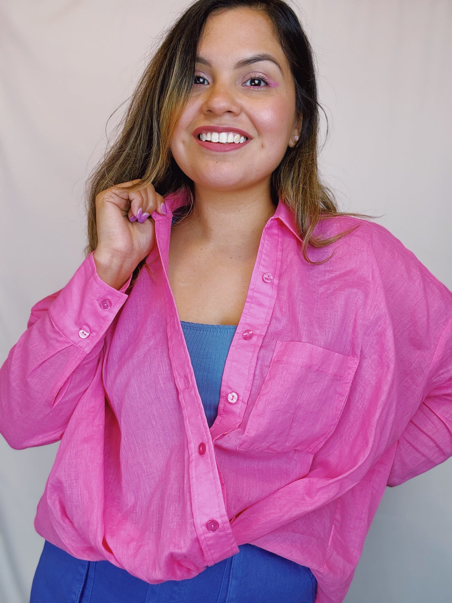 Lightweight Button-Down Pink Shirt