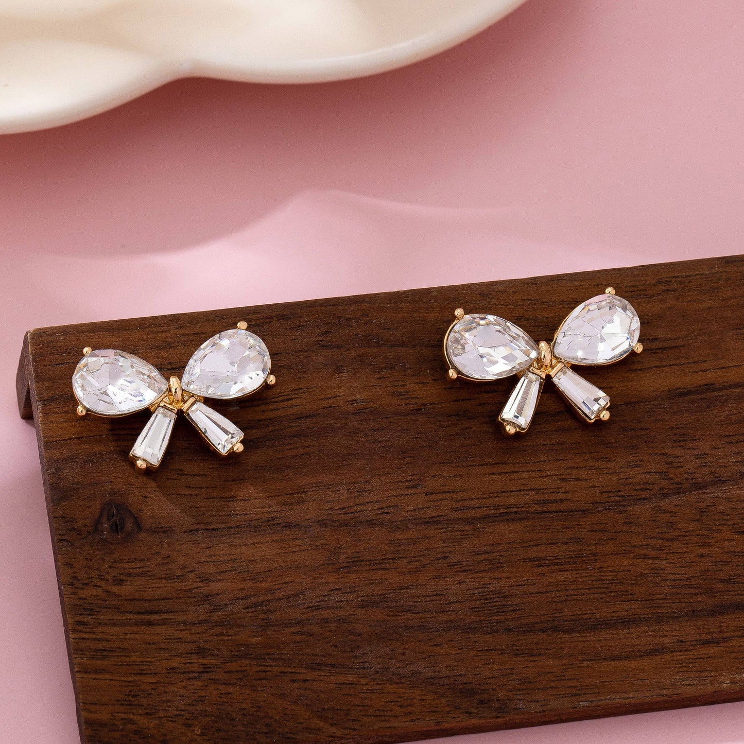 Crystal Bow Stud Earrings