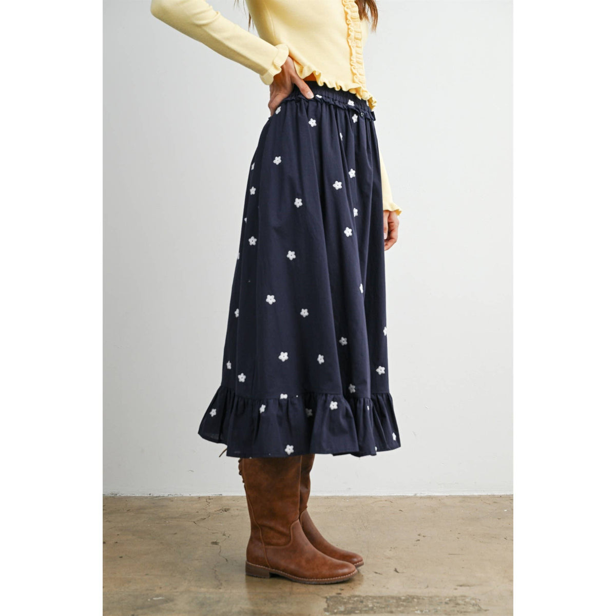 MIDNIGHT GARDEN RUFFLE MAXI SKIRT