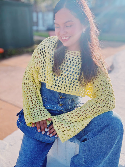 Don’t be shy breezy yellow cropped sweater