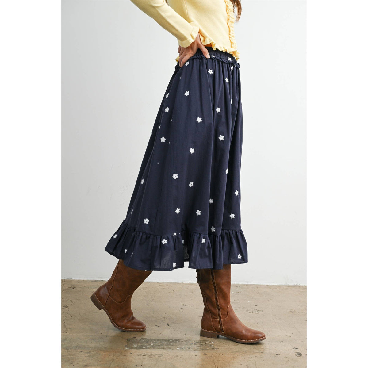 MIDNIGHT GARDEN RUFFLE MAXI SKIRT