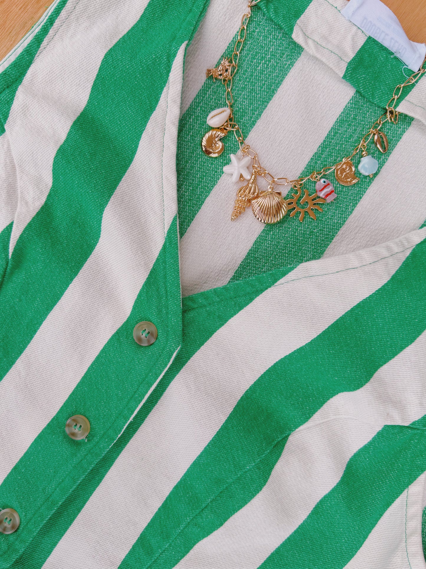 Green stripes vacay mode vest