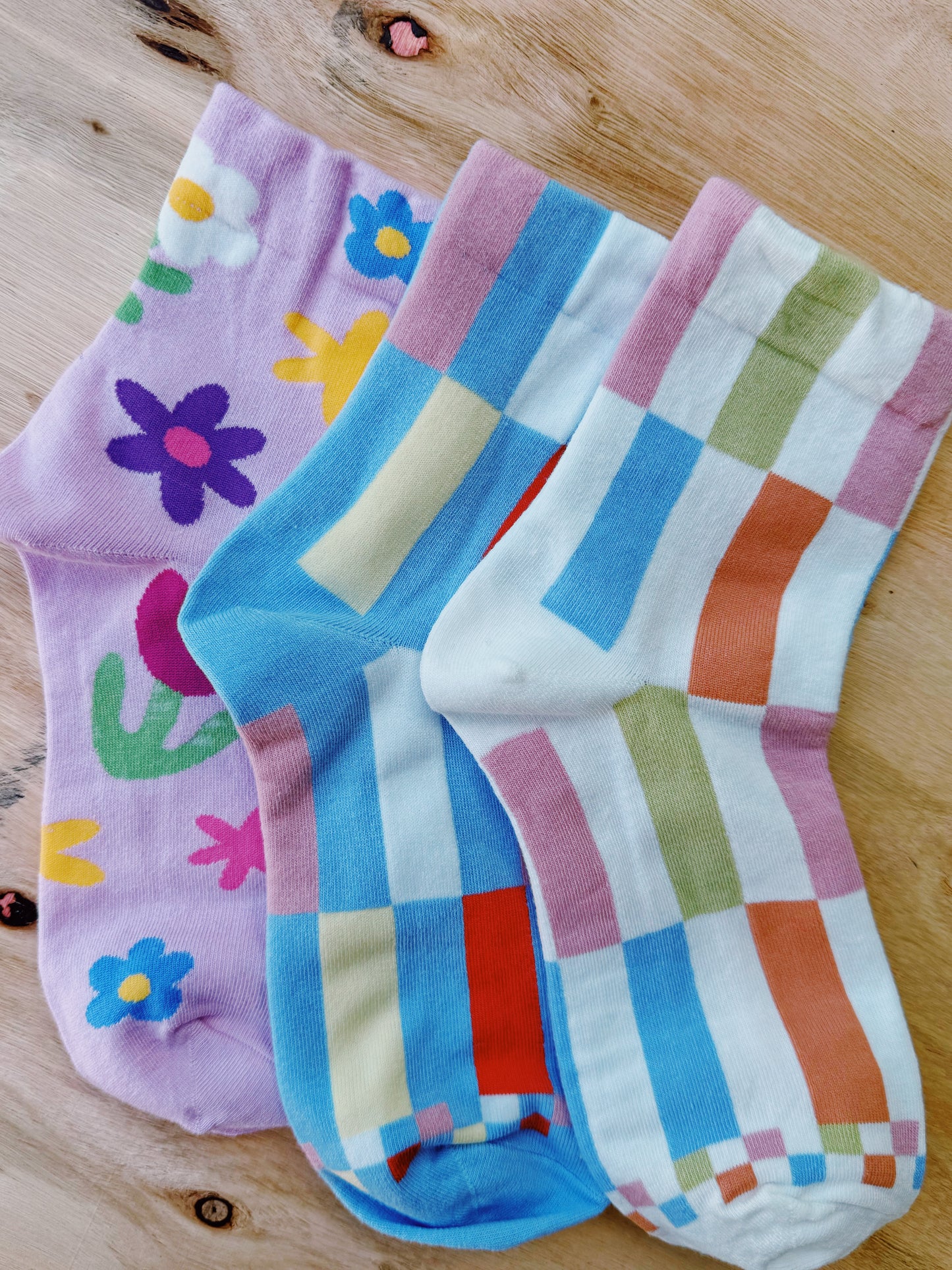 Colorblock Fun Pattern Casual Socks