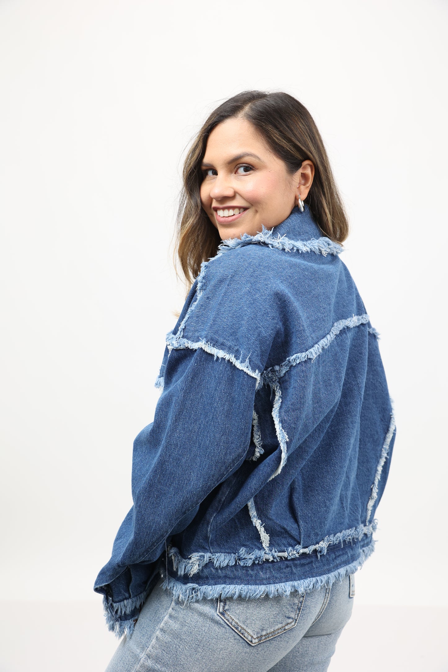 Travel Cotton Frayed Denim Jacket