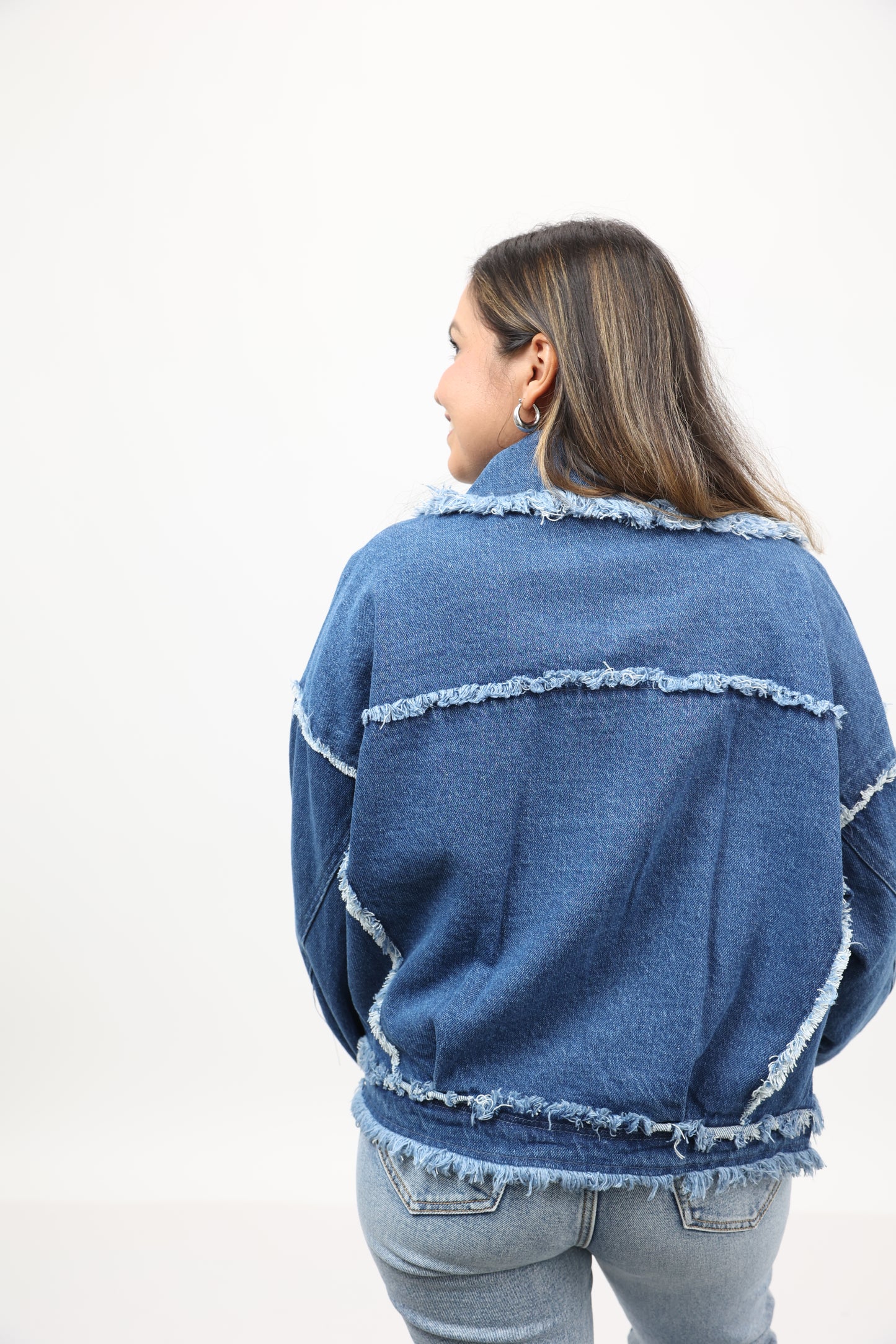 Travel Cotton Frayed Denim Jacket