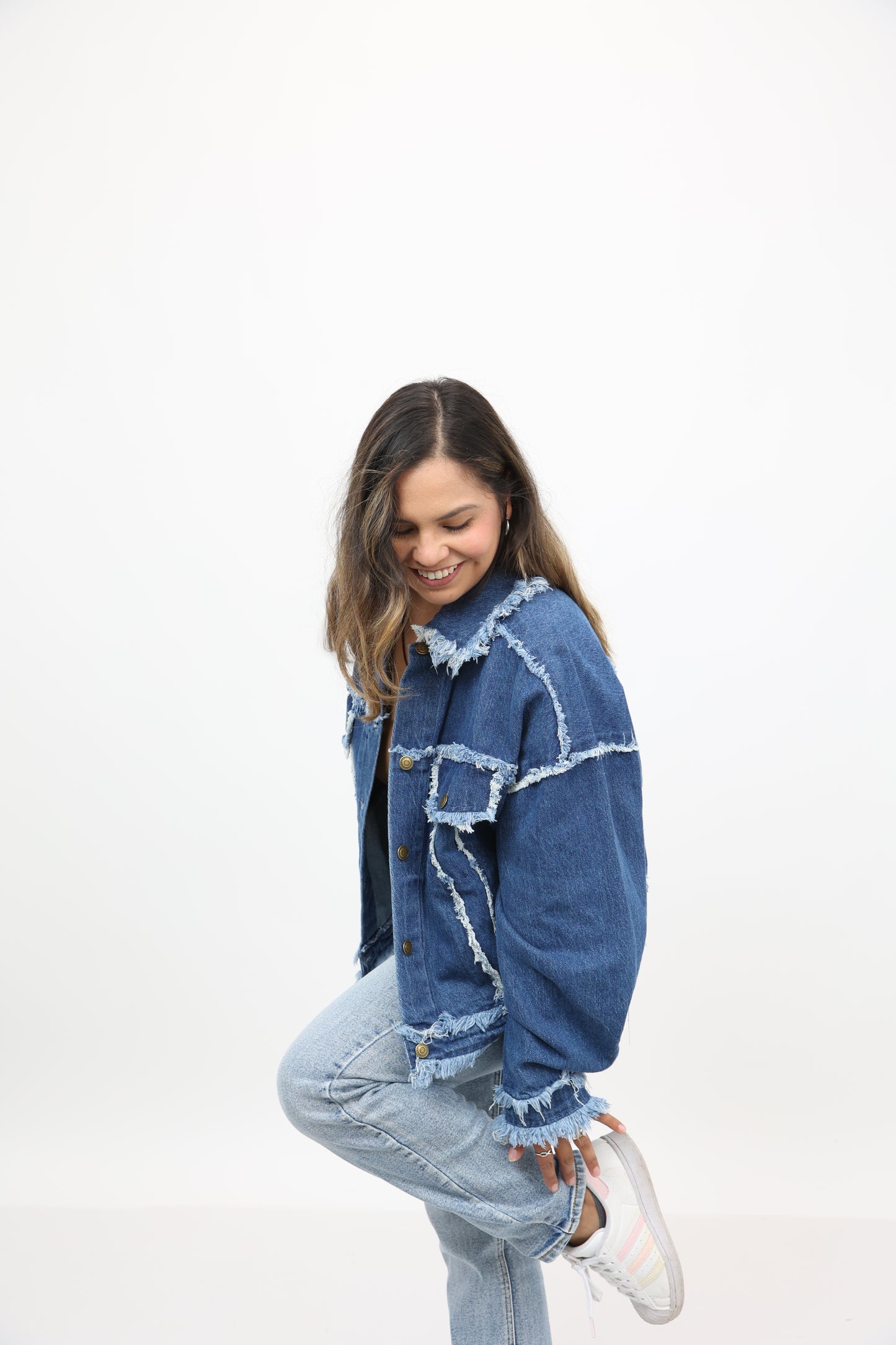 Travel Cotton Frayed Denim Jacket