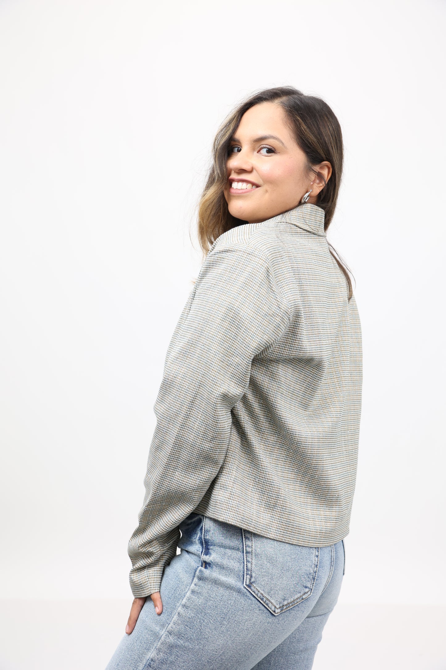 Sparkled Cropped Button Jacket