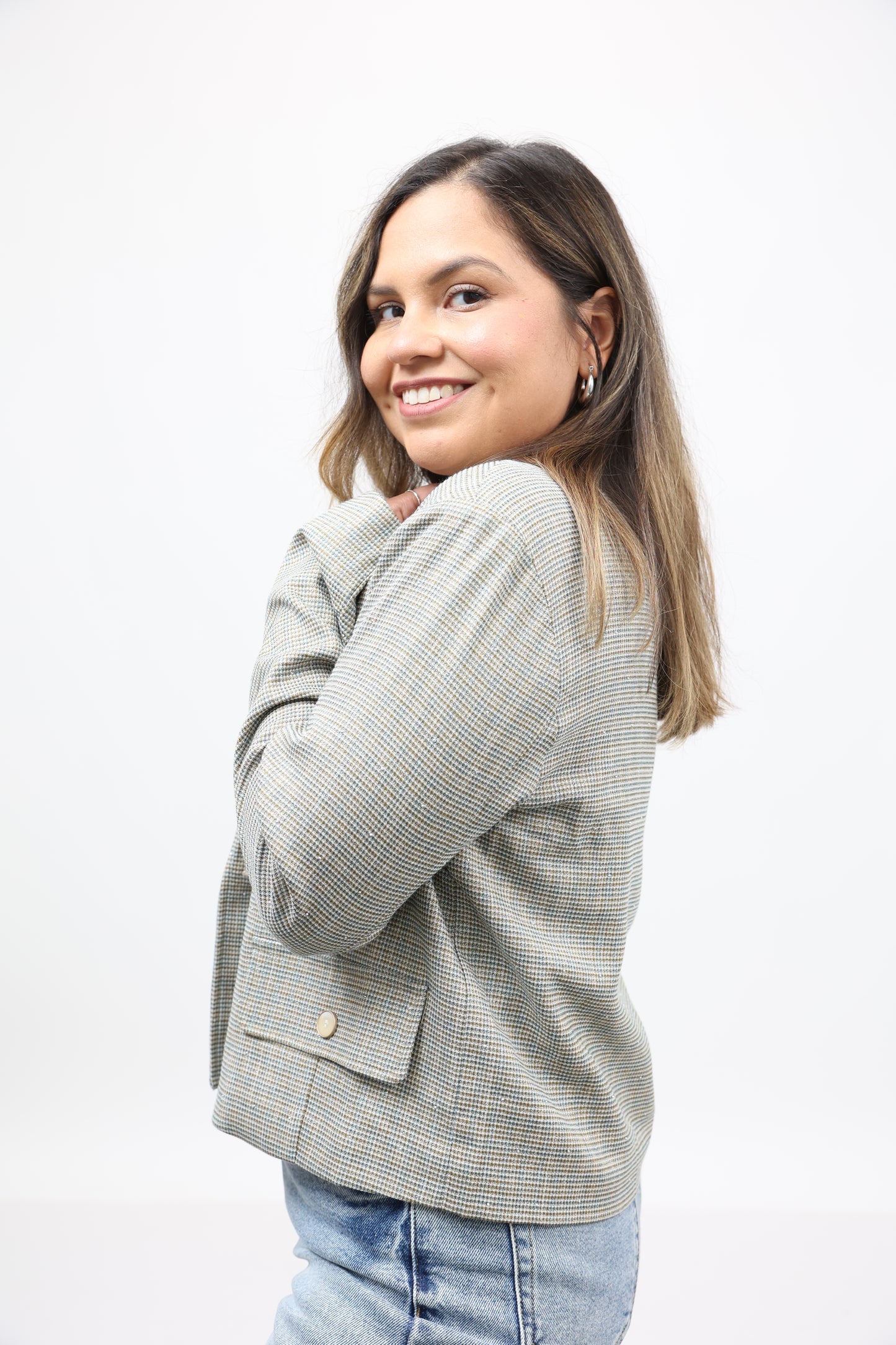 Sparkled Cropped Button Jacket