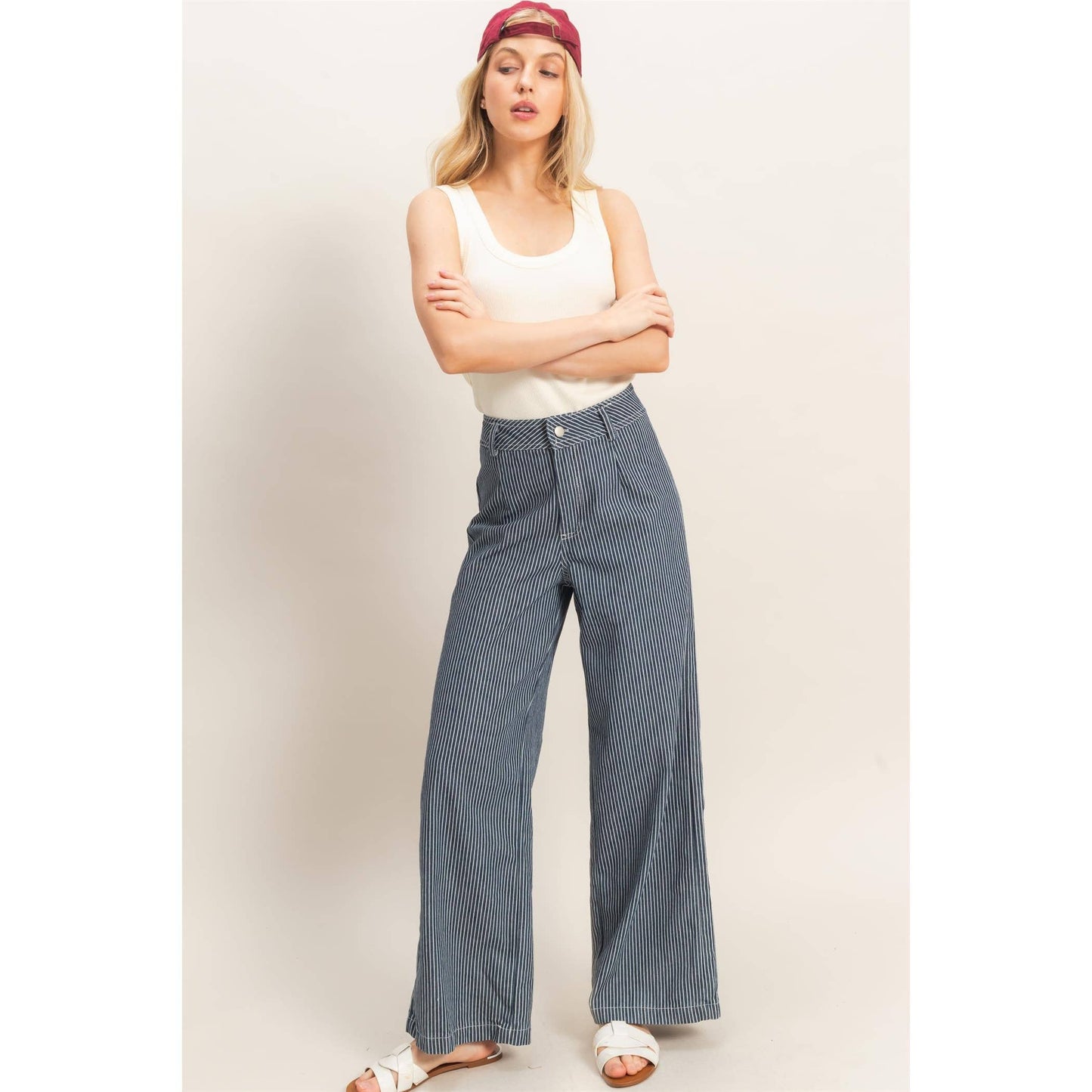 Pinstripe Zipper Front Pants