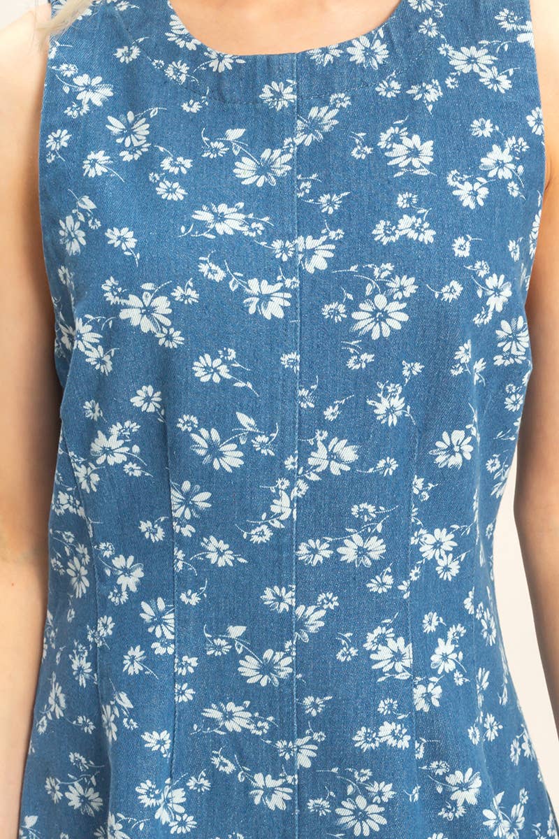 Sleeveless Floral A-Line Dress