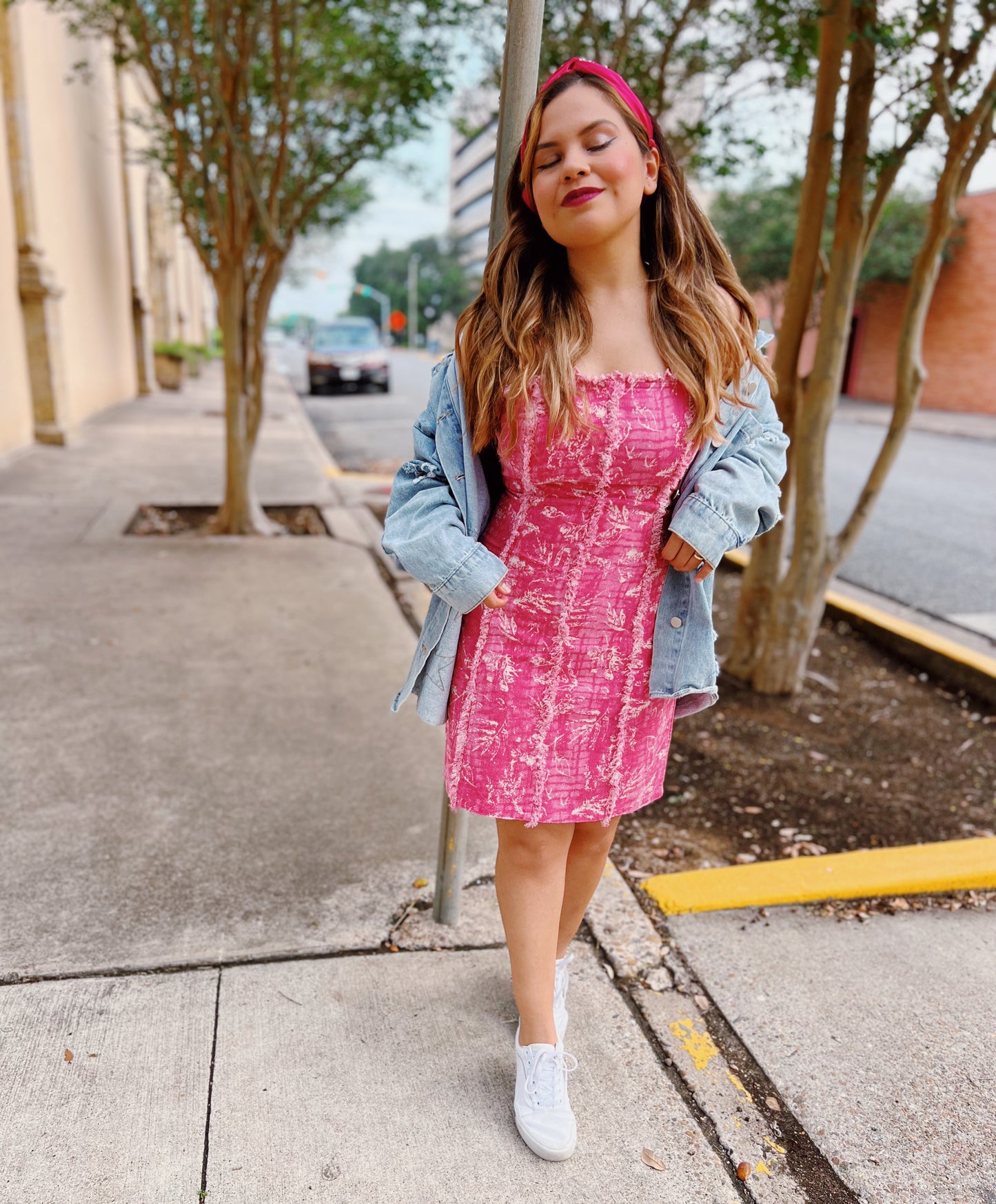 Frayed Seam Pink Mini Dress