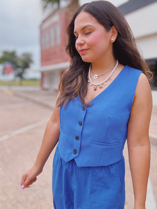 Cobalt Blue Cropped Vest