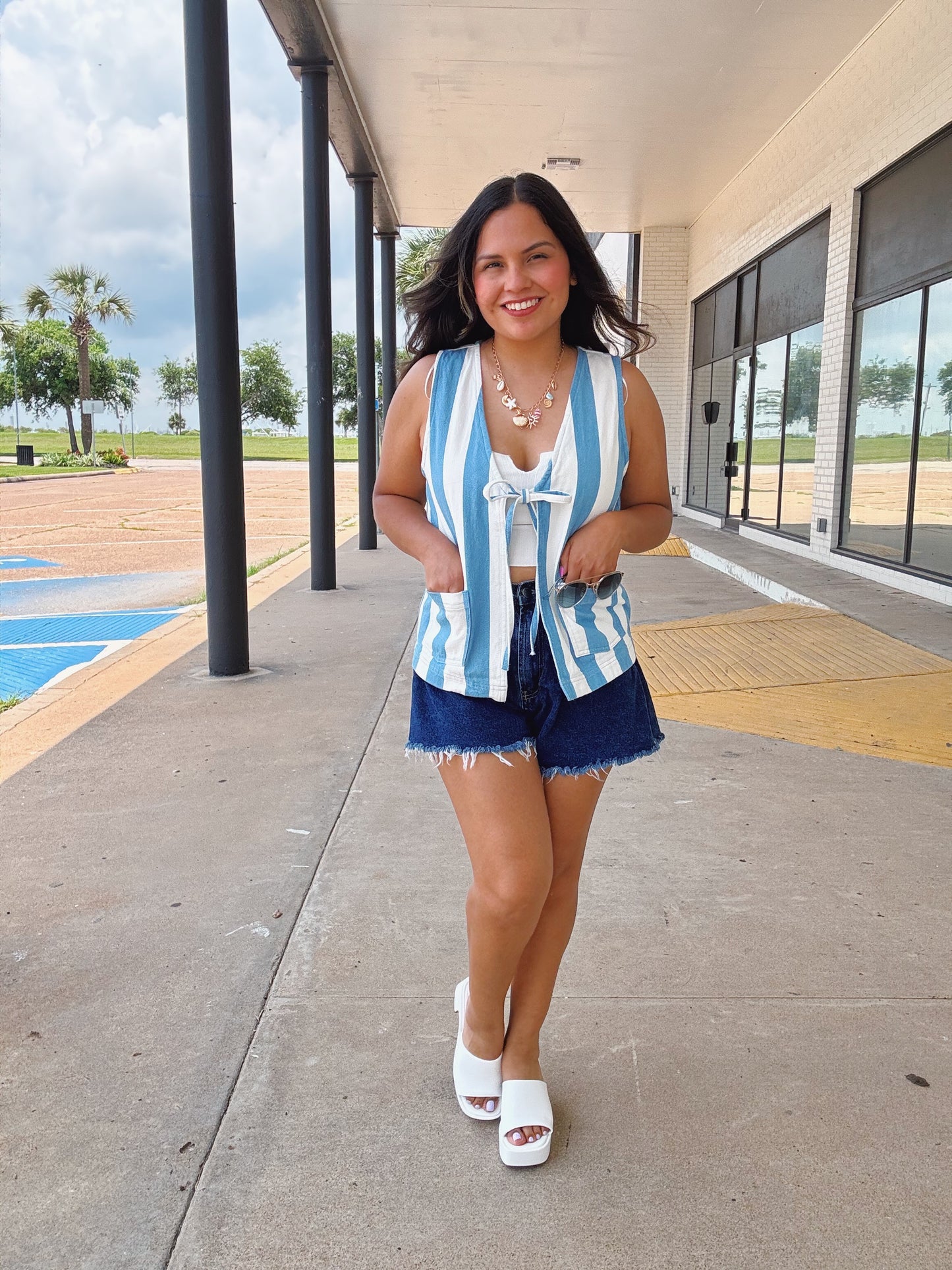 Sail Away Blue Stripe Cotton Vest
