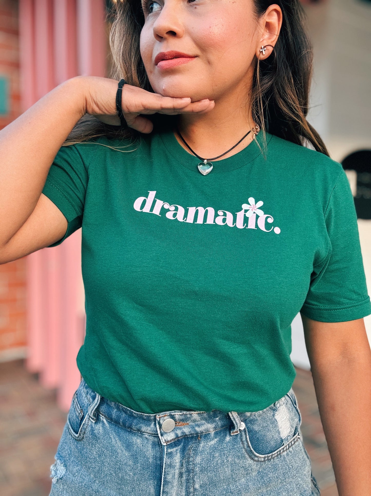 Dramatic Evergreen Cotton T-Shirt