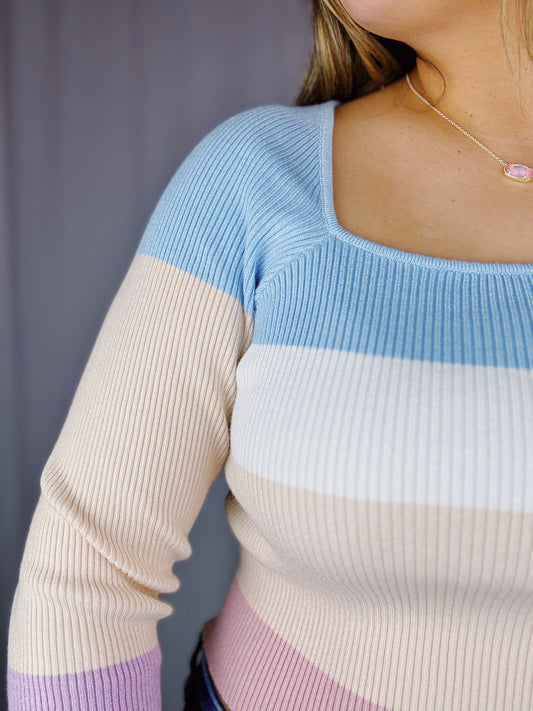 Blossom Color Block Ribbed Sweater