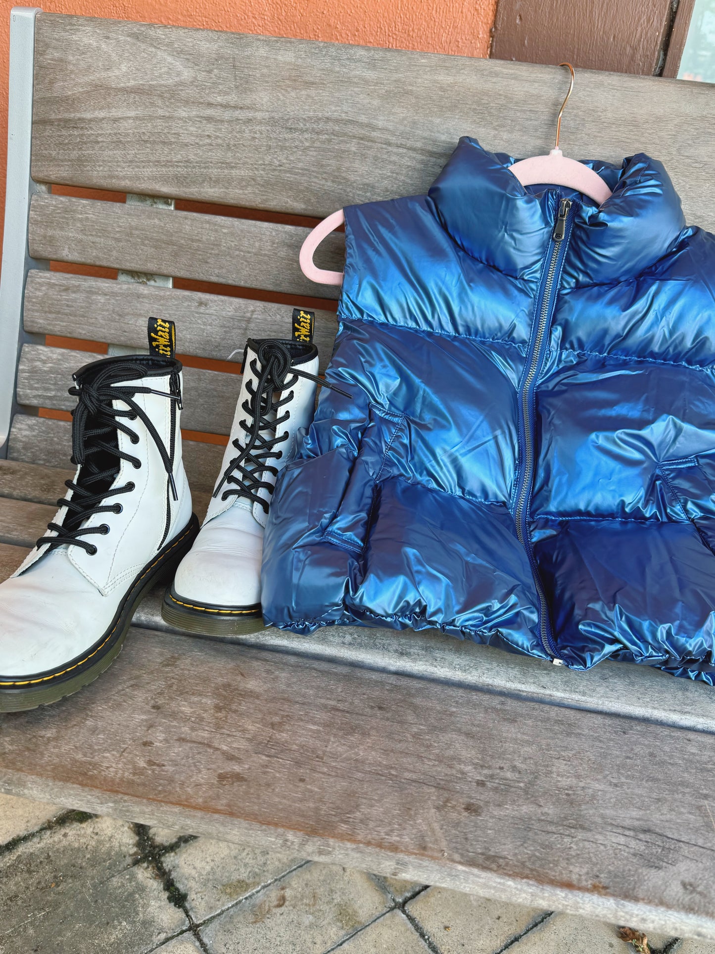 Blue Metallic Puffer Vest