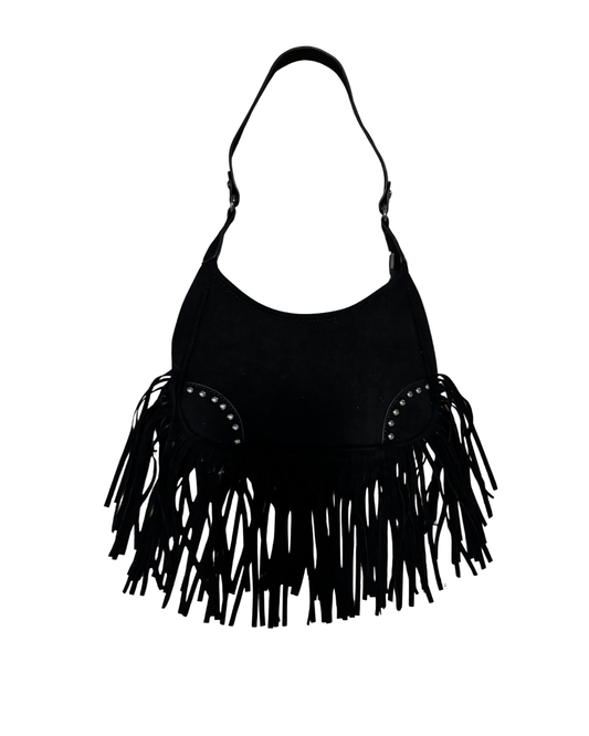 Black Fringe Studded Bag