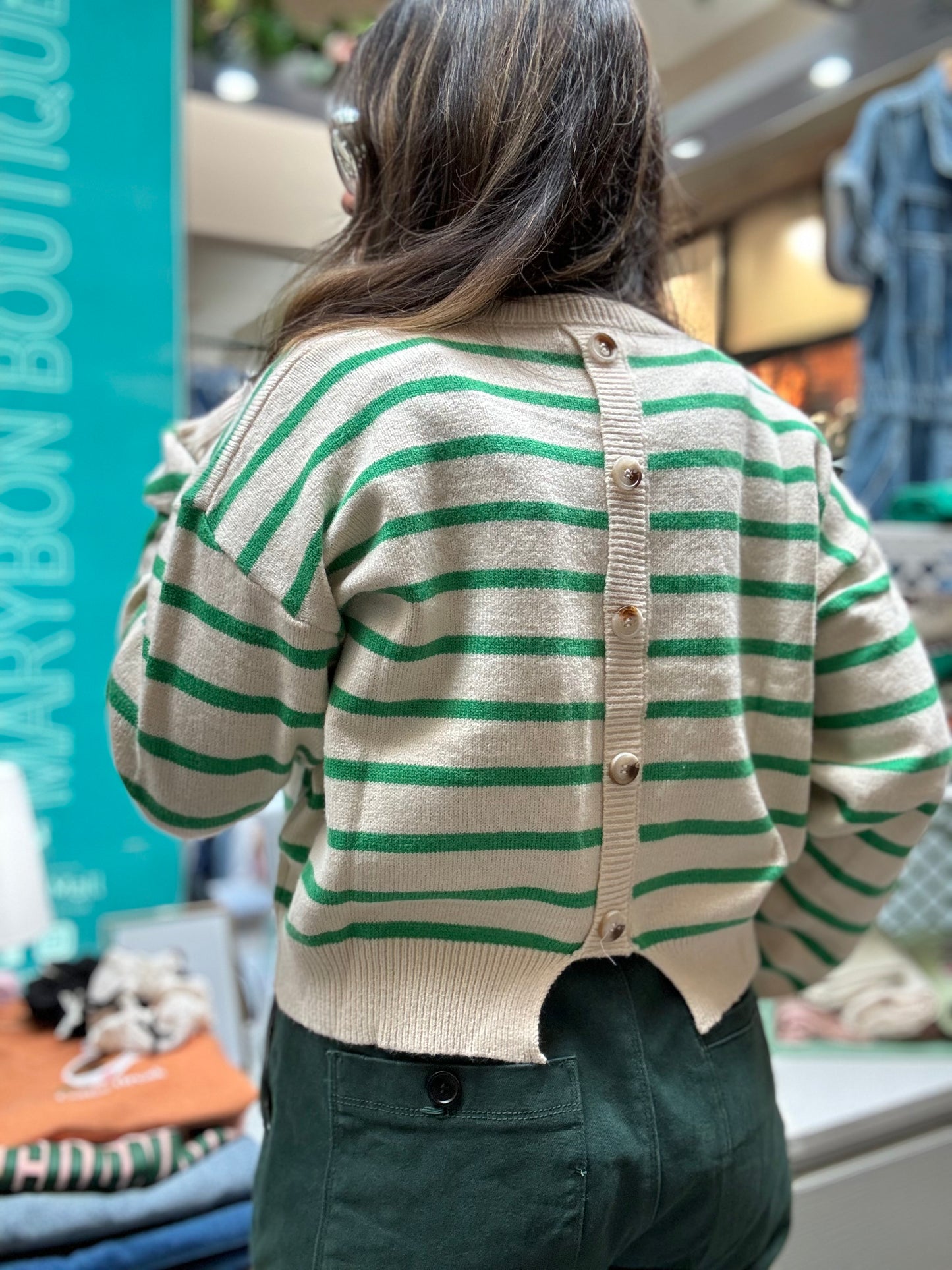 Striped Green Brunch Sunday Sweater