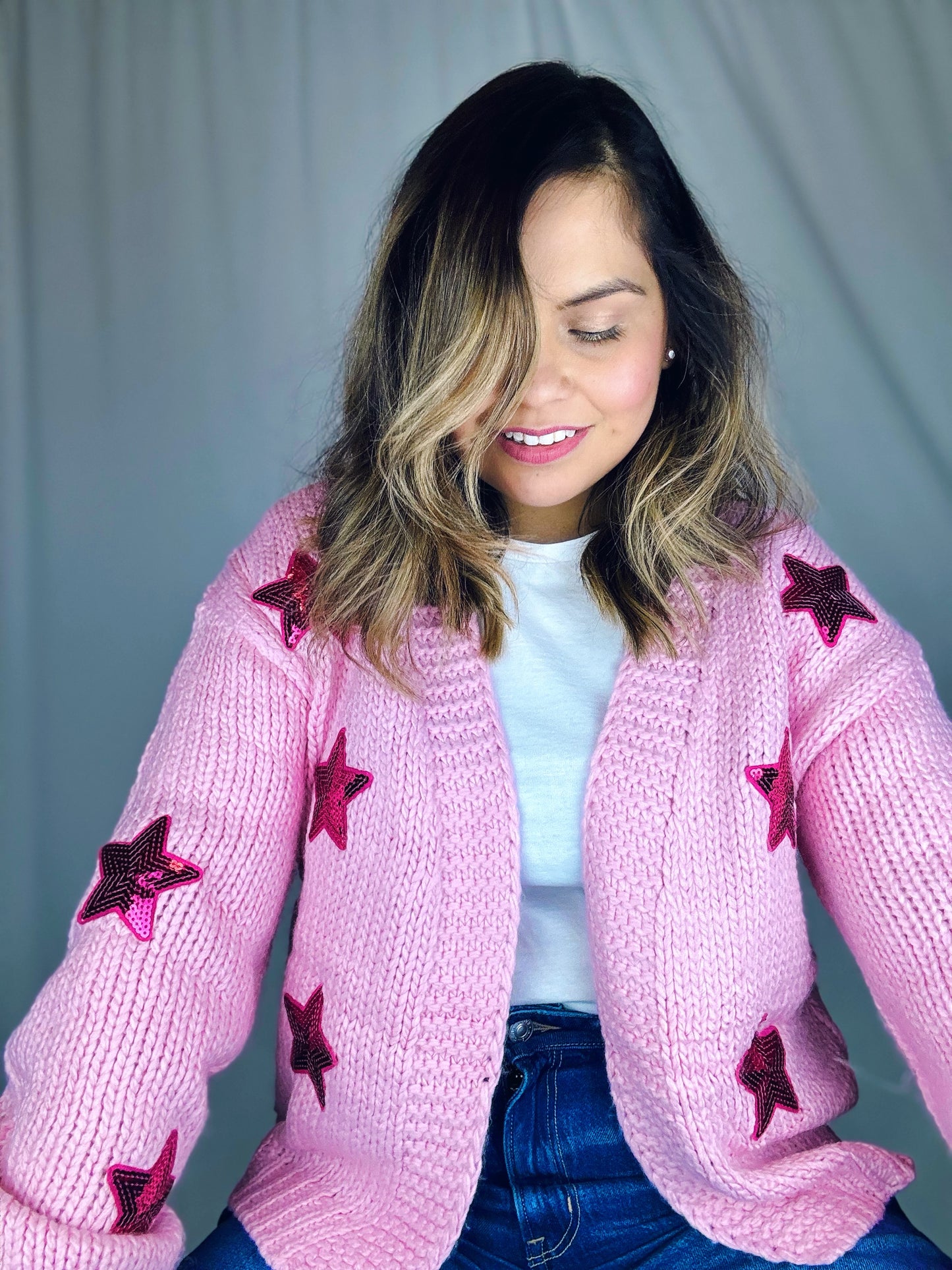 Star Patch Pink Cardigan