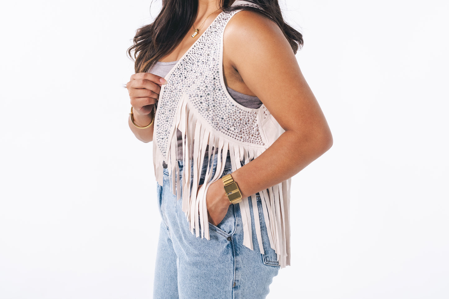 Fringe Rhinestone Vest