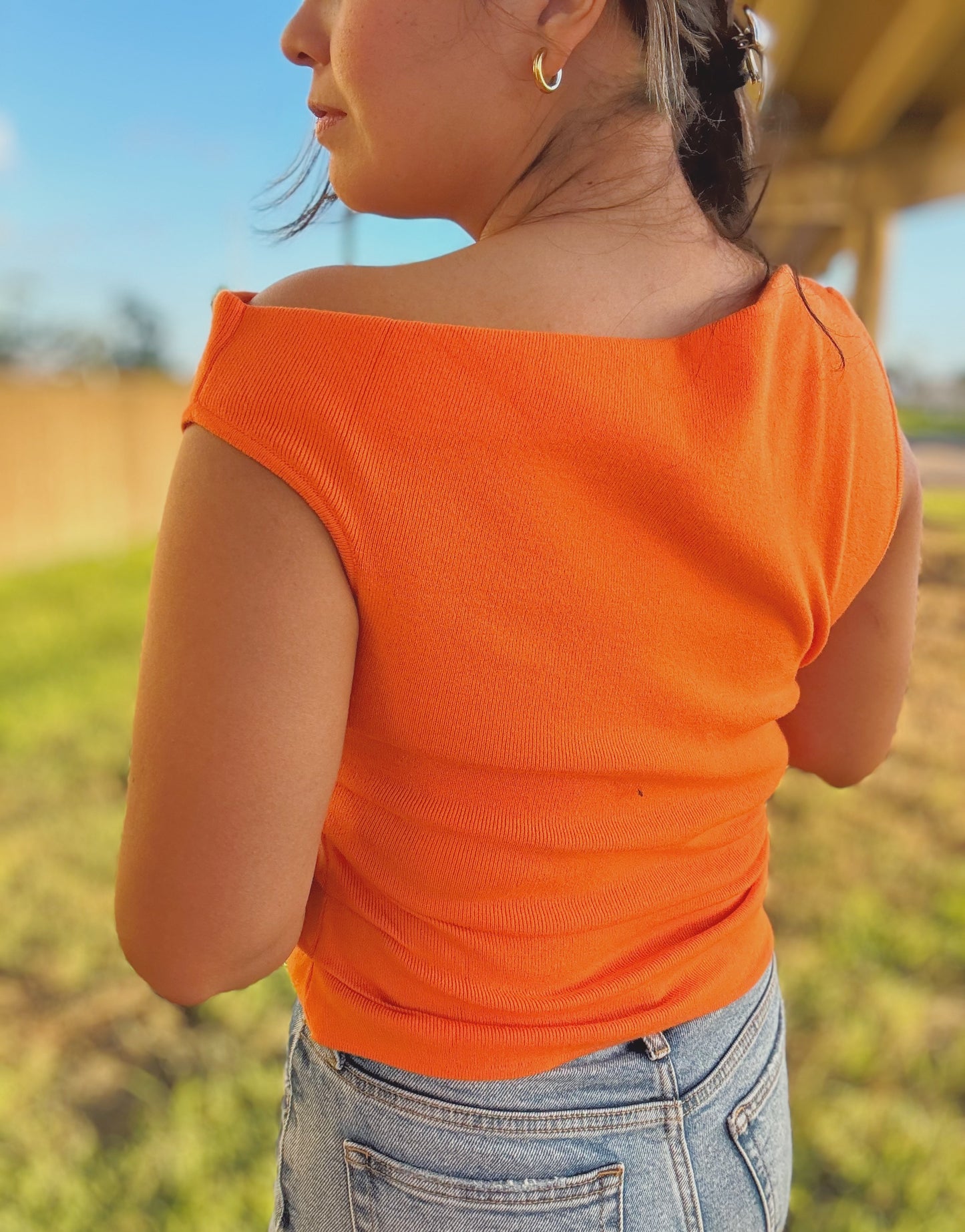 Orange Asymmetrical Sweater Top
