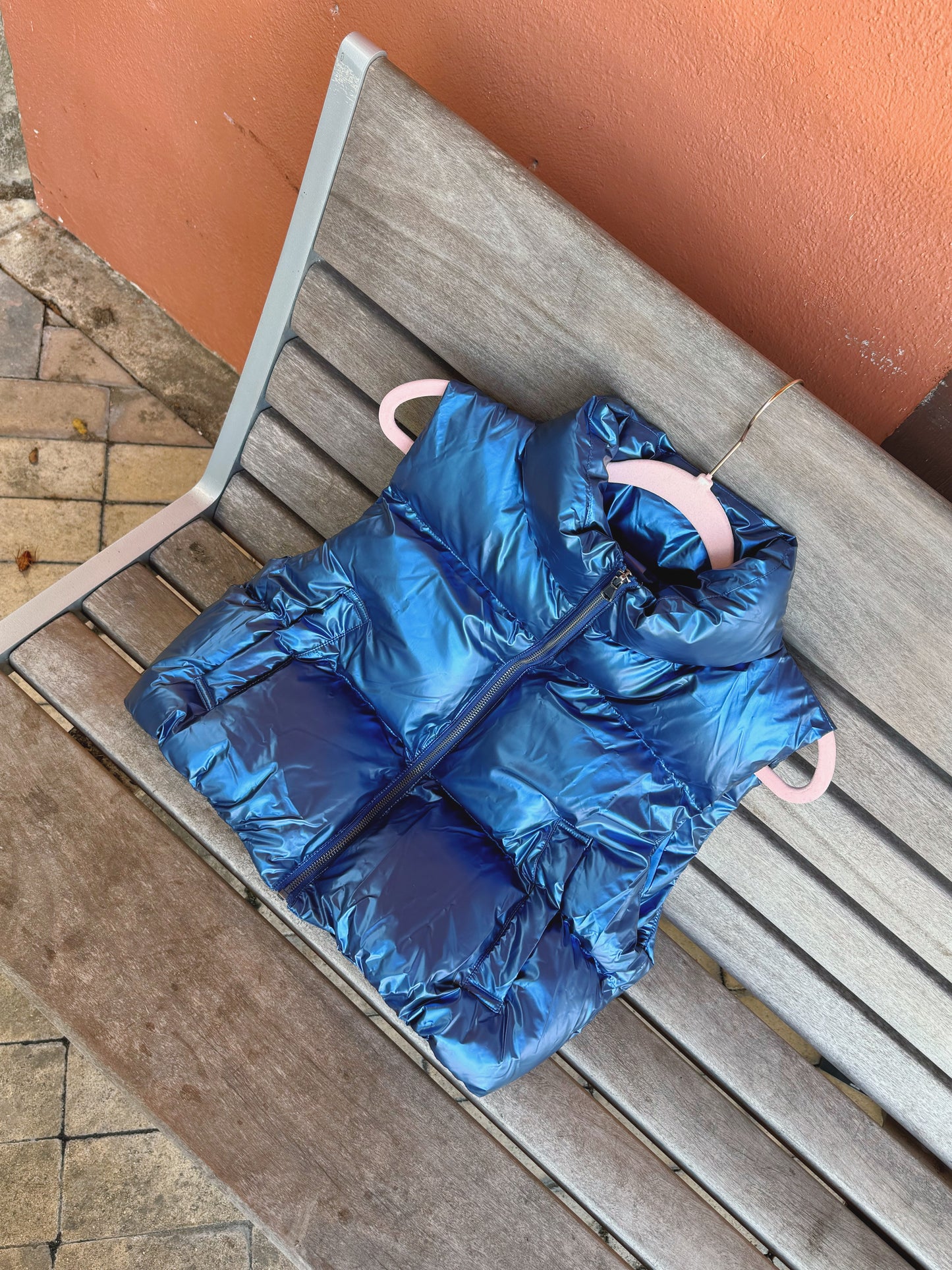 Blue Metallic Puffer Vest