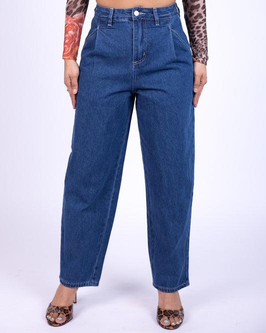 Leopard Bow Denim Barrel Pants