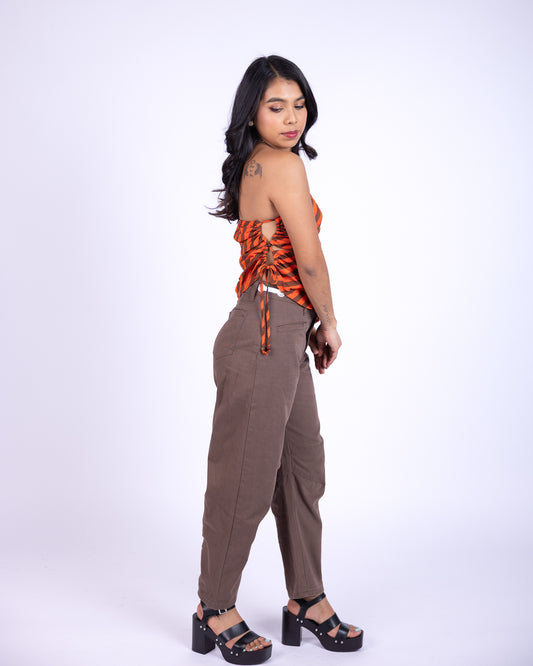 Tropicoqueta Stripe Orange Strapless Top