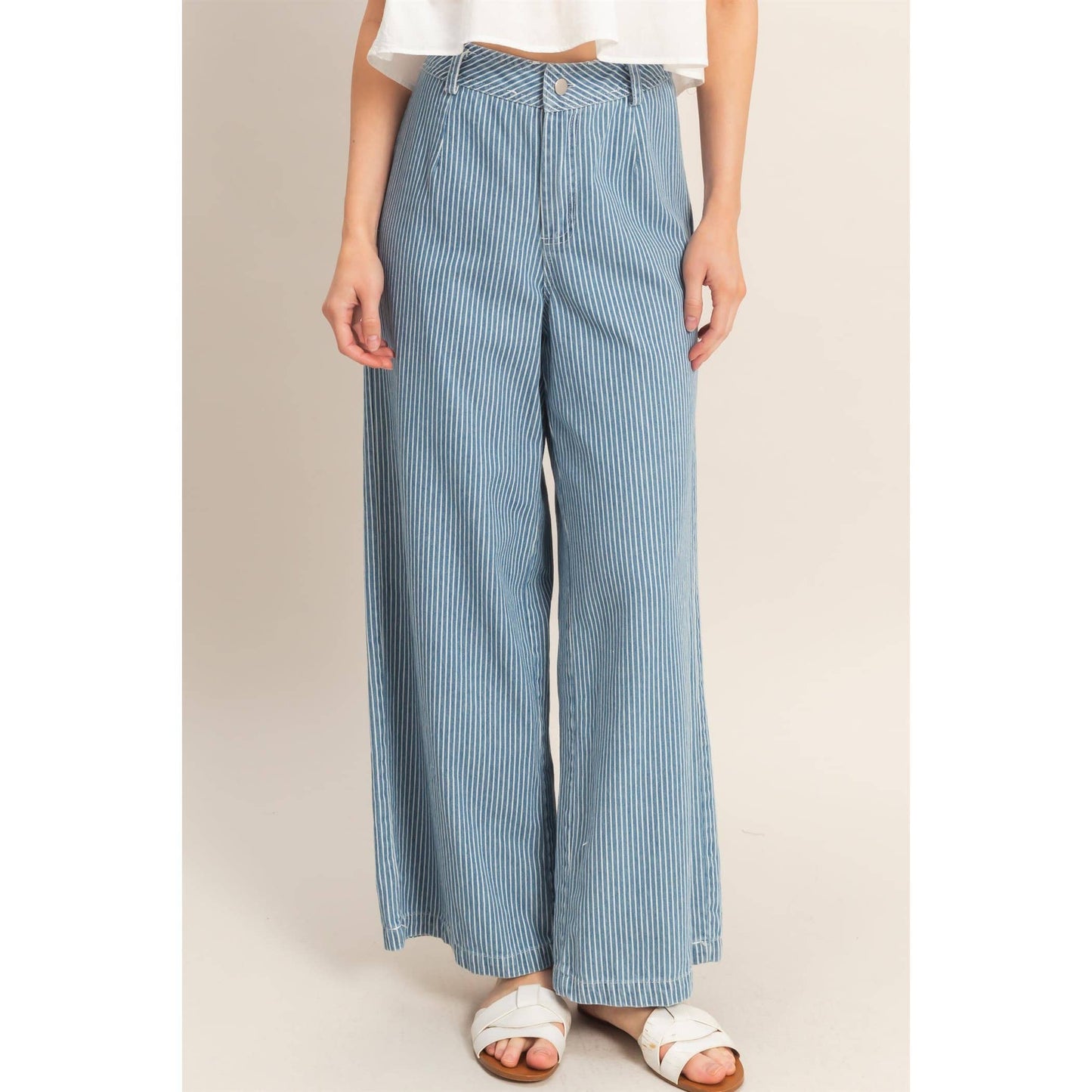 Pinstripe Zipper Front Pants