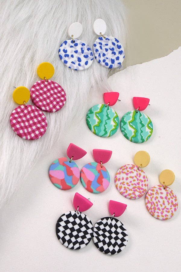 COLORFUL PRINT POLYMER EARRINGS
