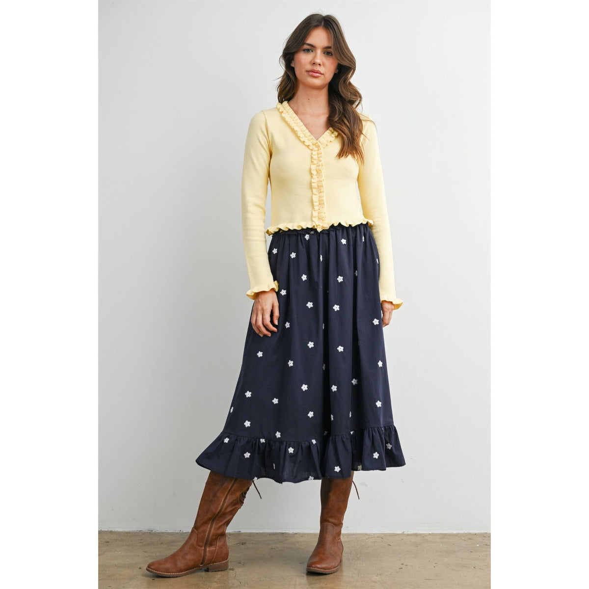MIDNIGHT GARDEN RUFFLE MAXI SKIRT