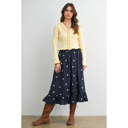 MIDNIGHT GARDEN RUFFLE MAXI SKIRT