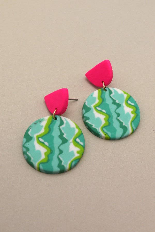 COLORFUL PRINT POLYMER EARRINGS