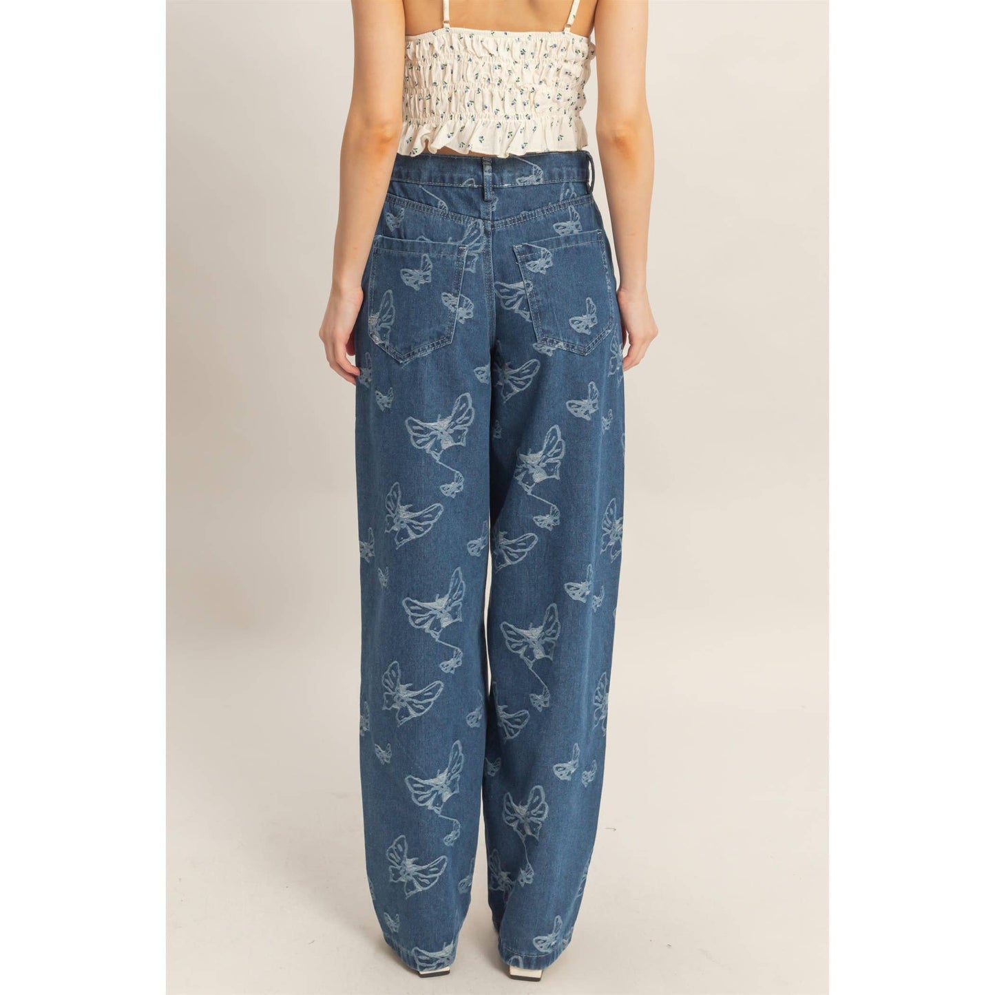 Jacquard Butterfly Straight Jeans
