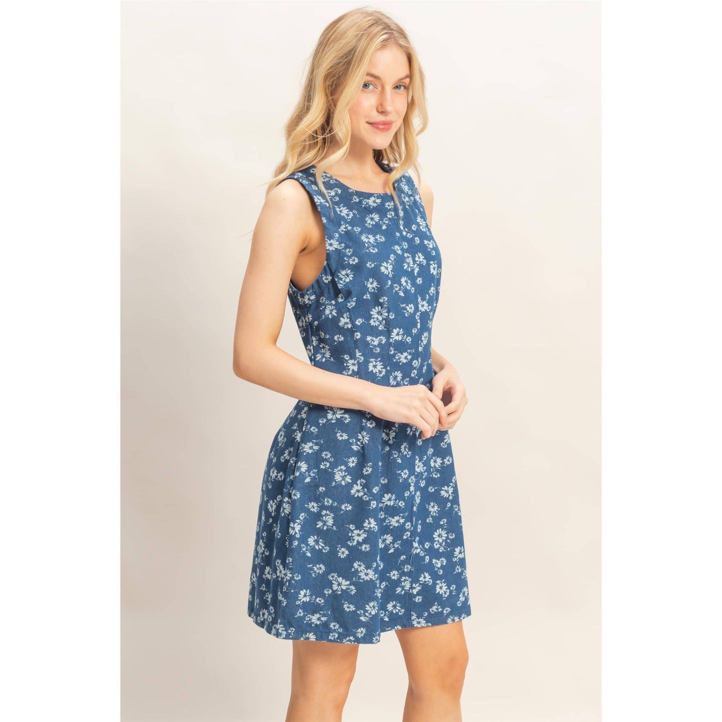 Sleeveless Floral A-Line Dress