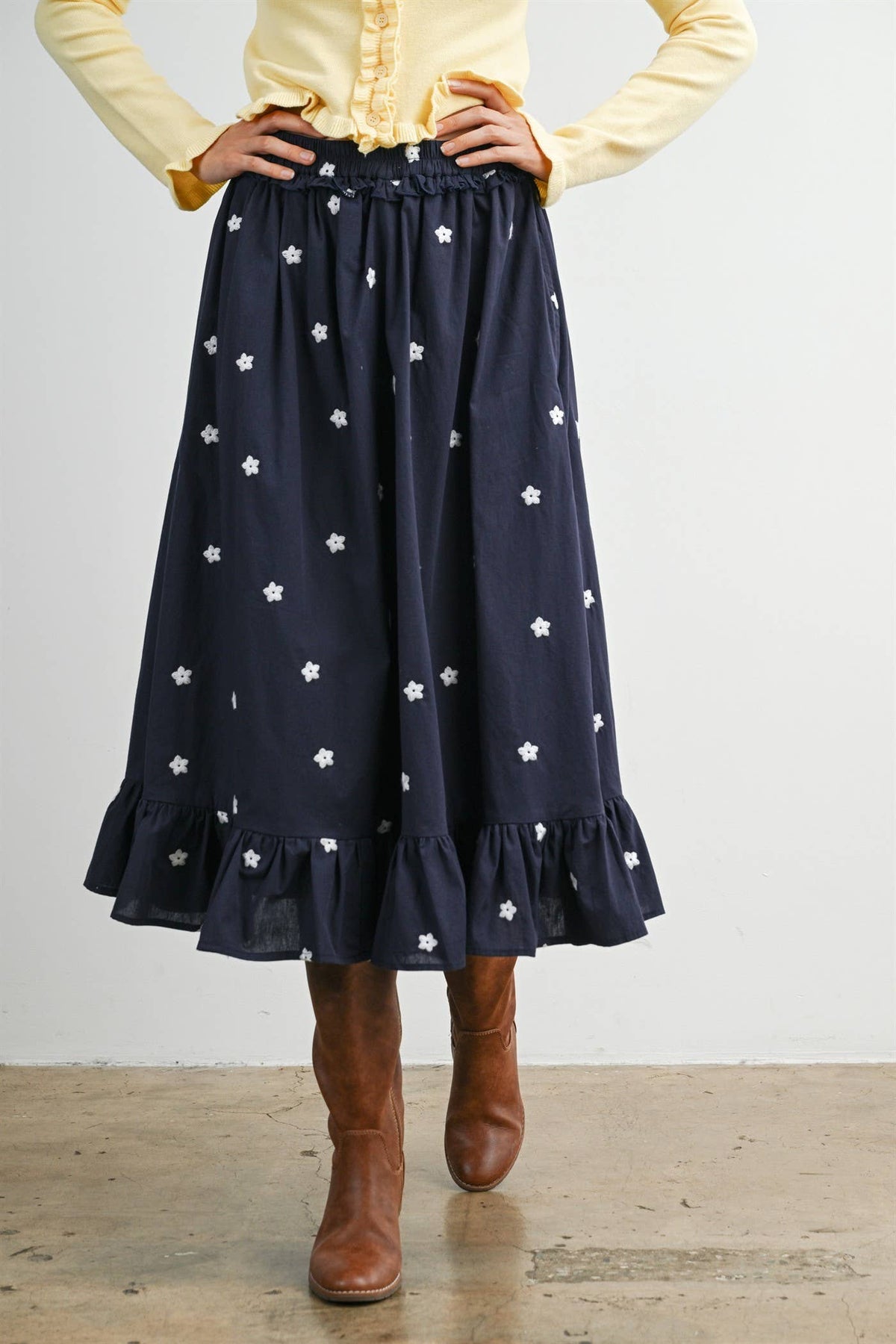 MIDNIGHT GARDEN RUFFLE MAXI SKIRT