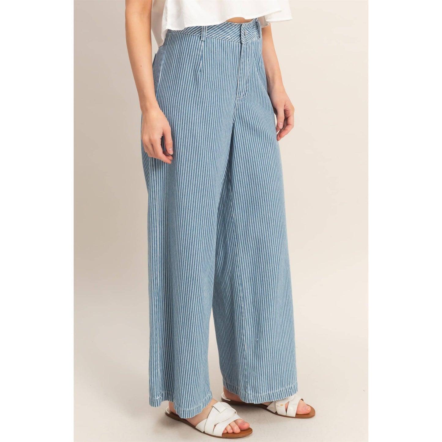 Pinstripe Zipper Front Pants