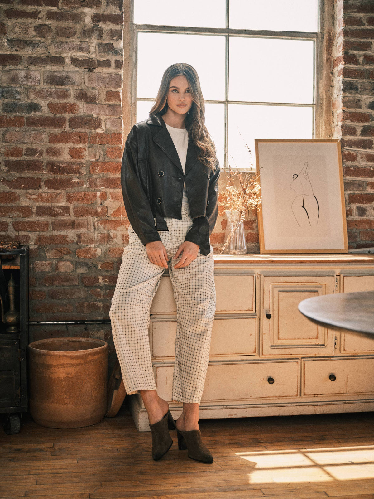 LA VICKY PLAID BARREL PANTS