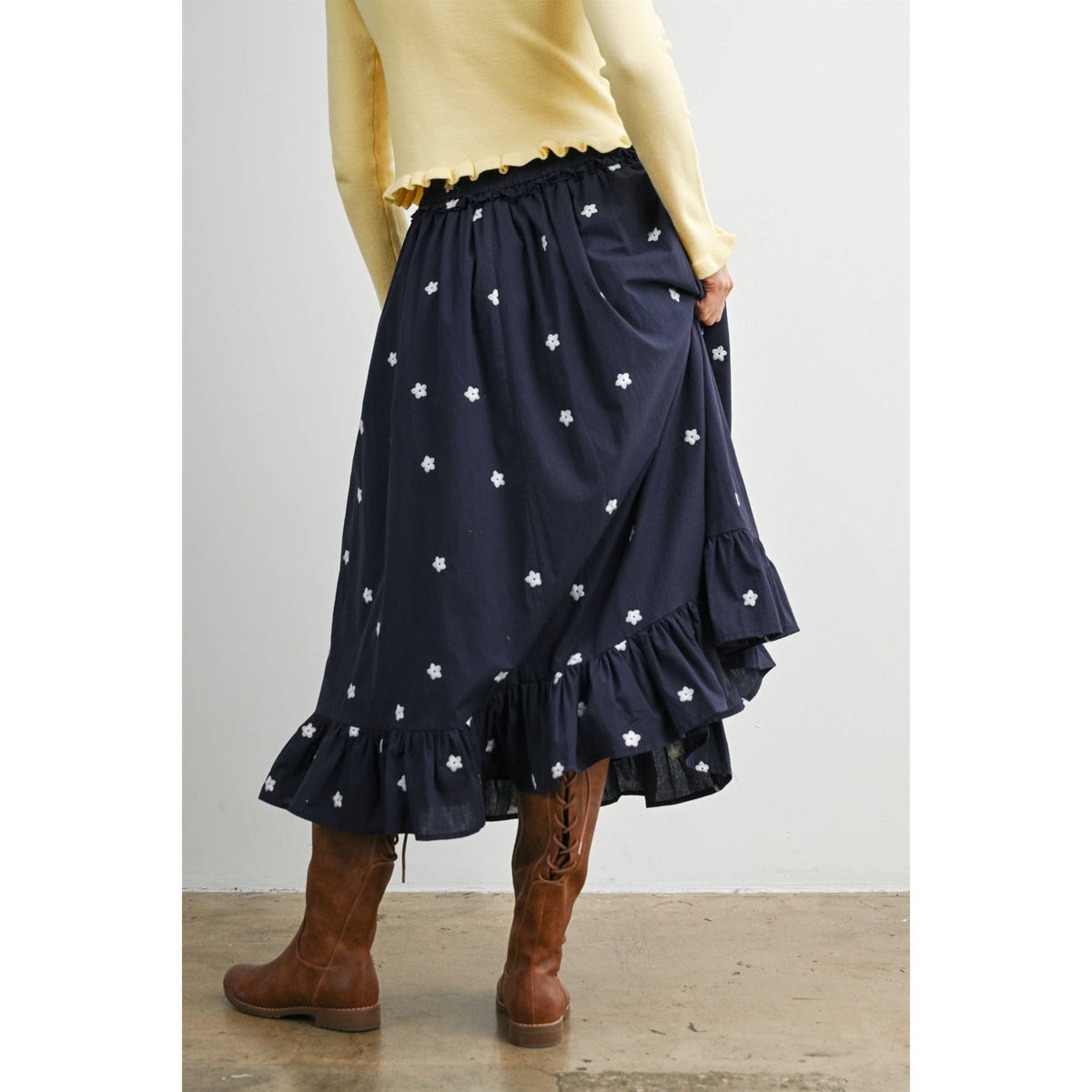 MIDNIGHT GARDEN RUFFLE MAXI SKIRT